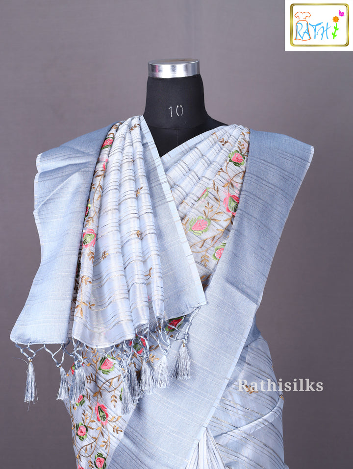 Light Grey Organza Saree