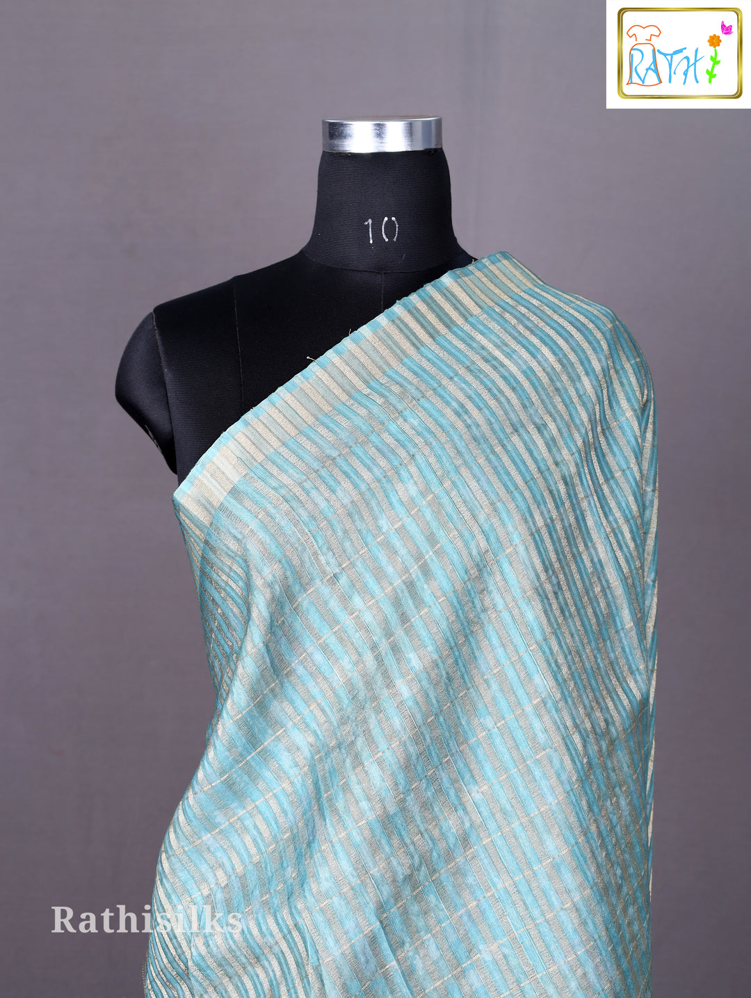 Mint Green Printed Synthetic Saree