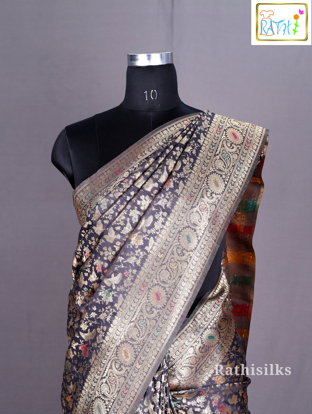 Rich Black Semi Banarasi Saree