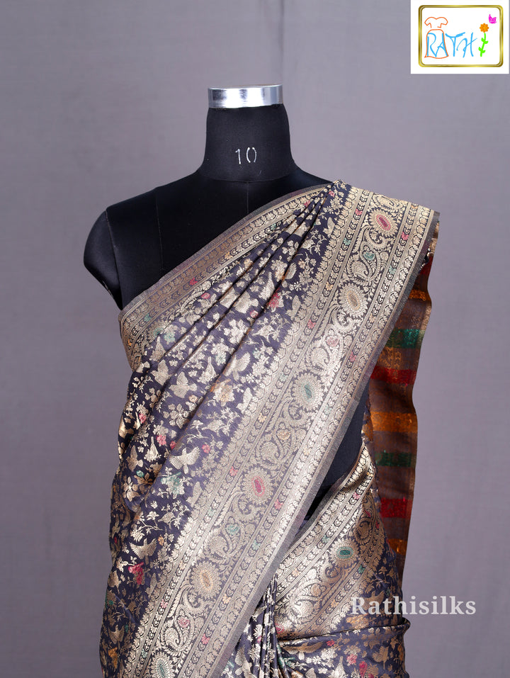 Rich Black Semi Banarasi Saree