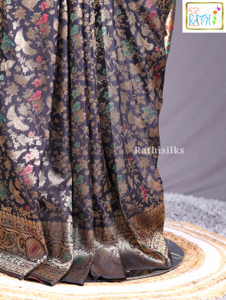 Rich Black Semi Banarasi Saree