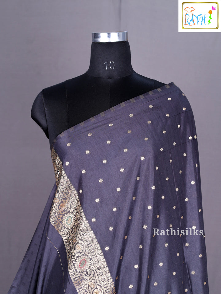 Rich Black Semi Banarasi Saree