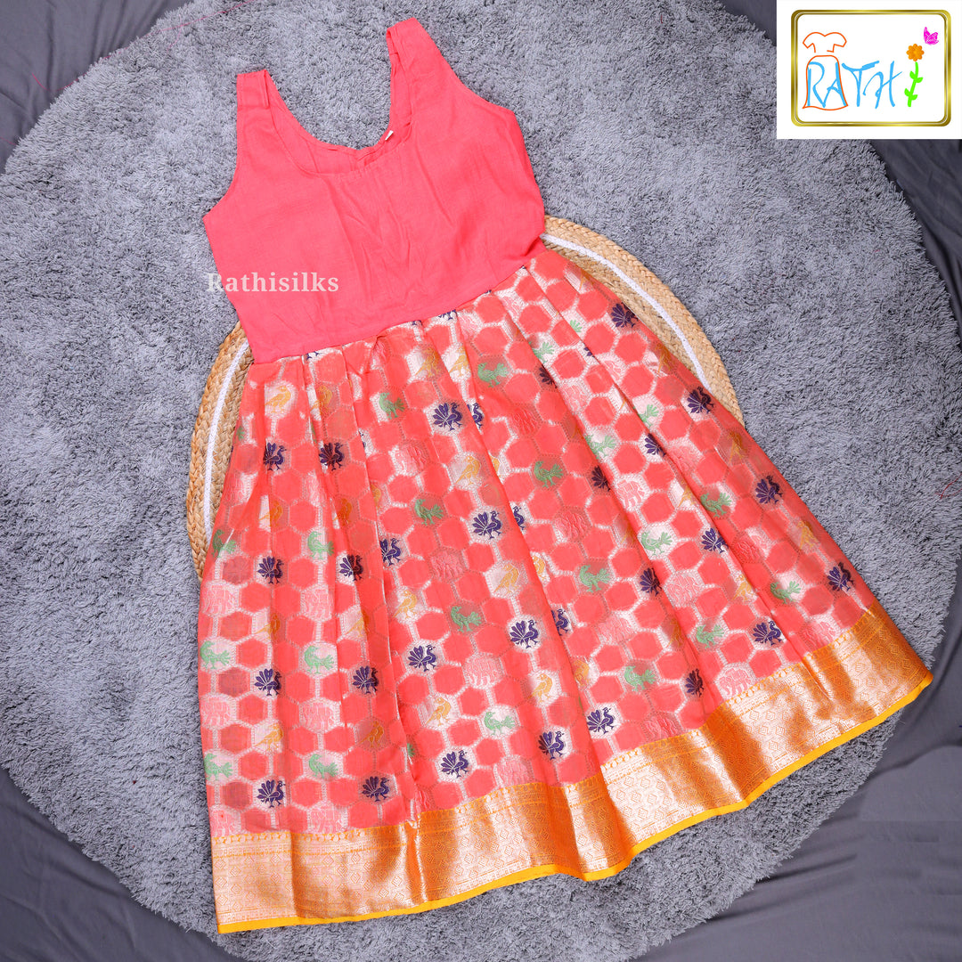 Traditional Pink & Coral Pavadai Sattai