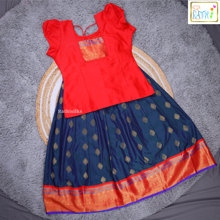 Traditional Red & Navy Pavadai Sattai