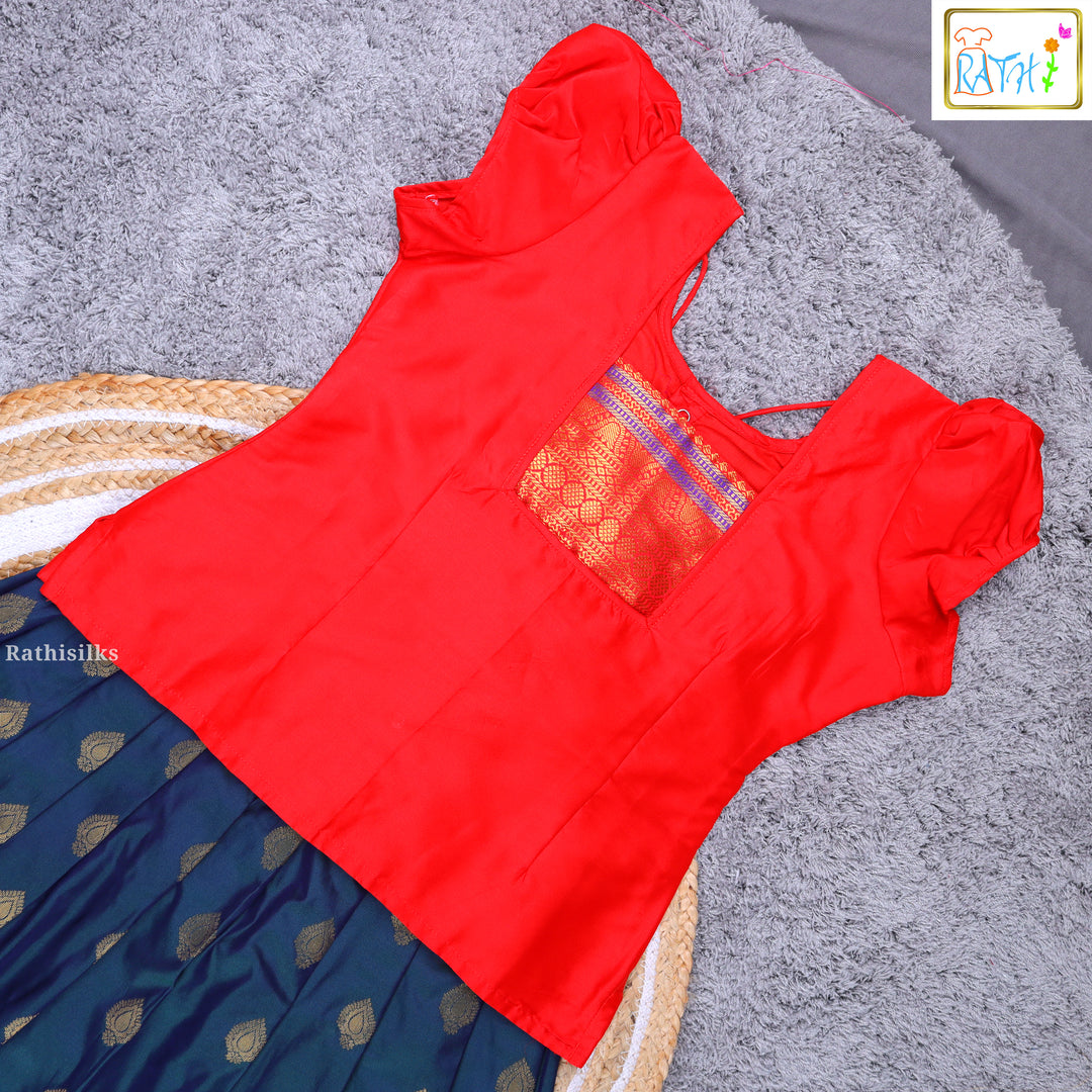 Traditional Red & Navy Pavadai Sattai