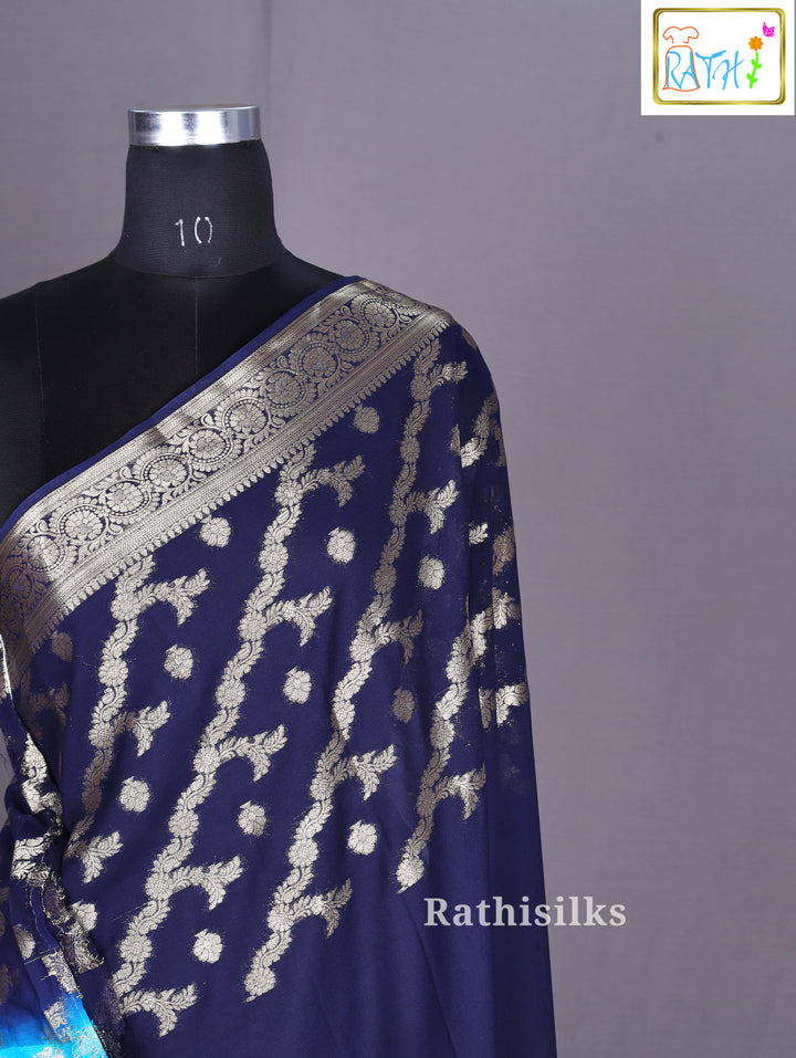 Royal Blue Semi Mysore Silk Saree
