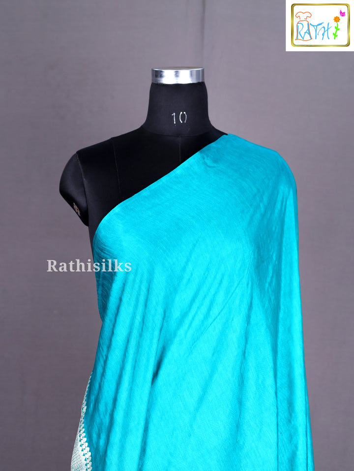 Turquoise Semi Banarasi Saree