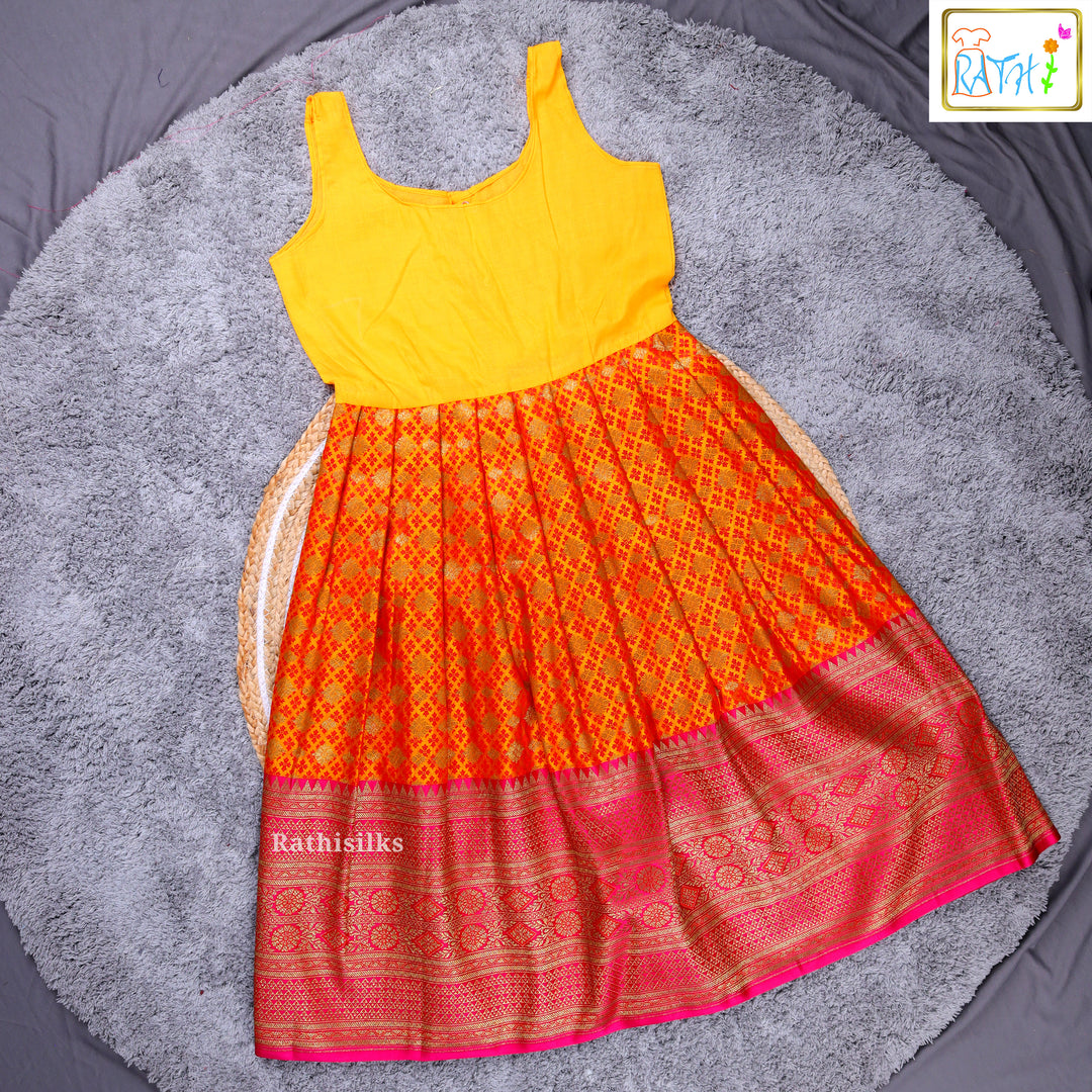Traditional Pink & Orange Pavadai Sattai