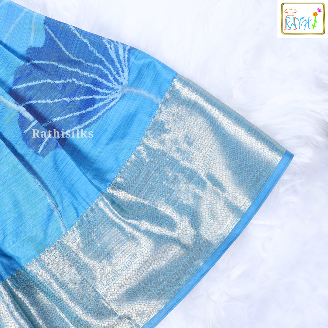 Beautiful Blue Art Silk Pavadai Set