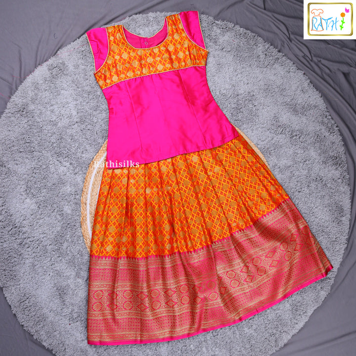 Traditional Pink & Orange Pavadai Sattai