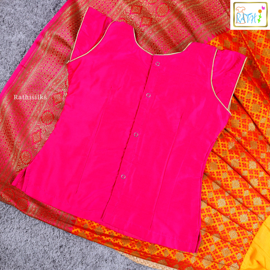 Traditional Pink & Orange Pavadai Sattai