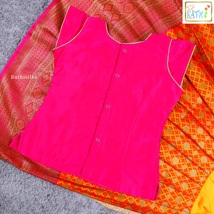 Traditional Pink & Orange Pavadai Sattai