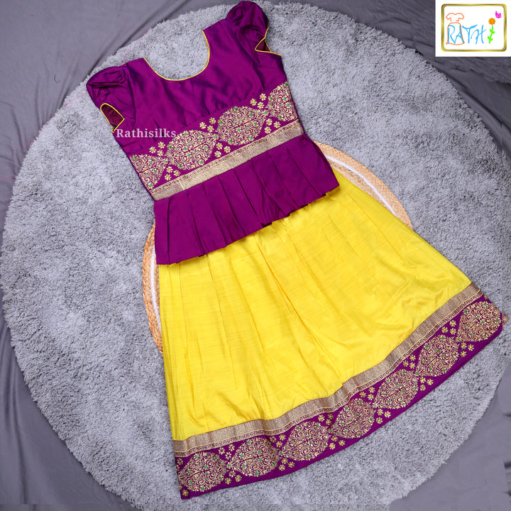 Traditional Purple & Yellow Pavadai Sattai