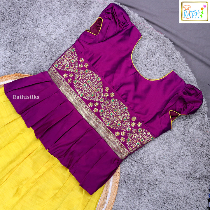 Traditional Purple & Yellow Pavadai Sattai