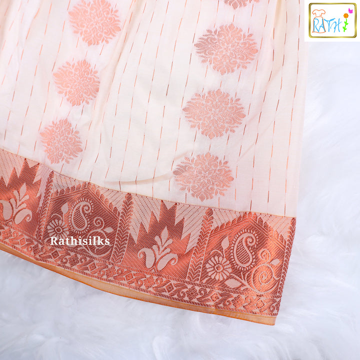 Elegant Copper Art Silk Pavadai Set