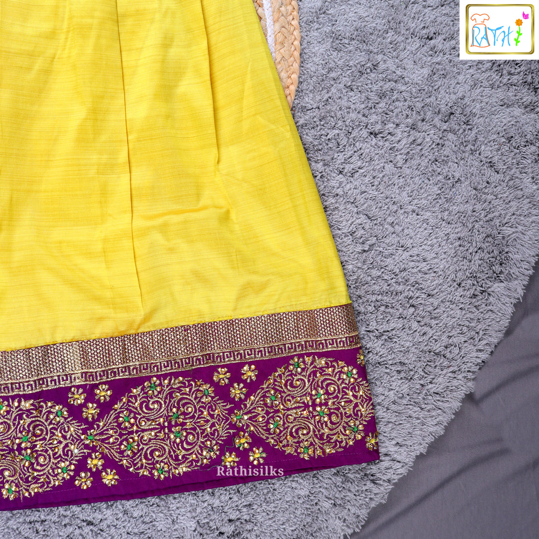 Traditional Purple & Yellow Pavadai Sattai
