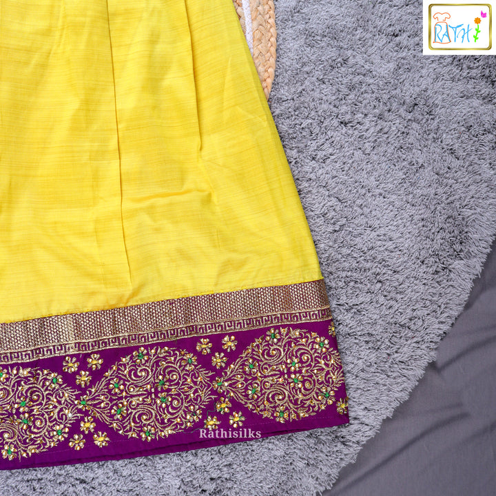 Traditional Purple & Yellow Pavadai Sattai