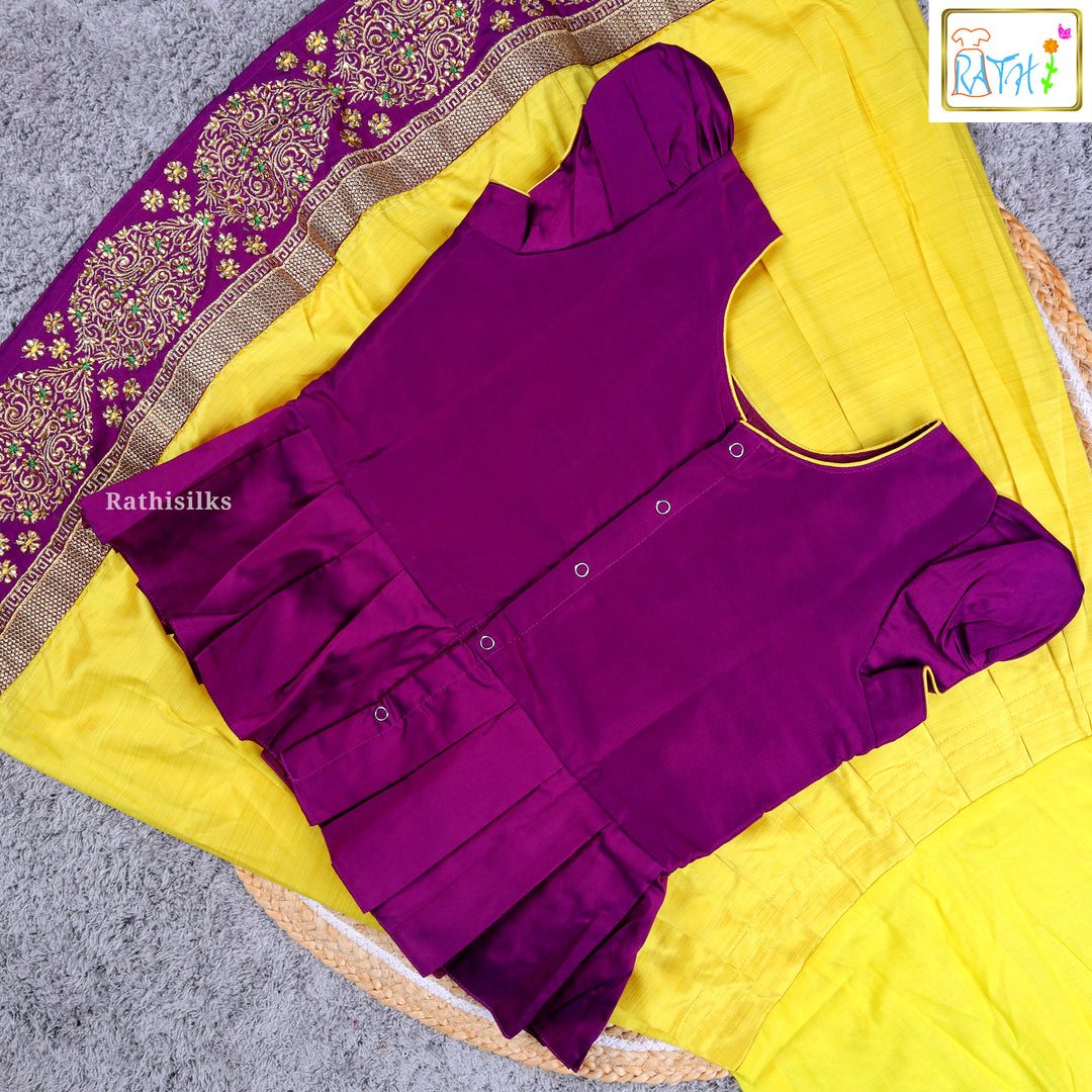 Traditional Purple & Yellow Pavadai Sattai