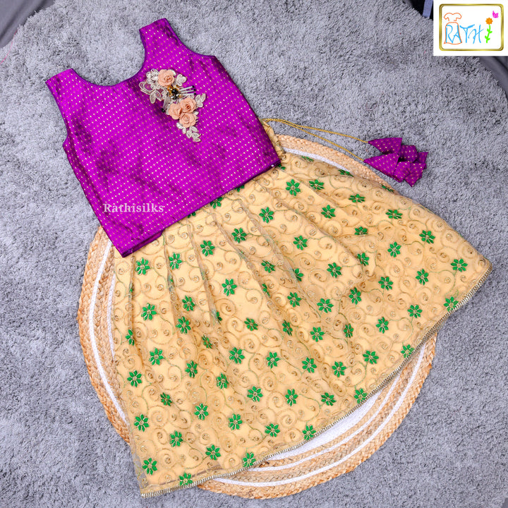 Traditional Purple & Yellow Pavadai Sattai