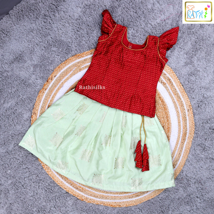 Traditional Red & Green Pavadai Sattai