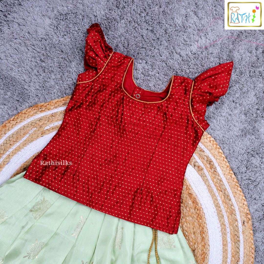 Traditional Red & Green Pavadai Sattai