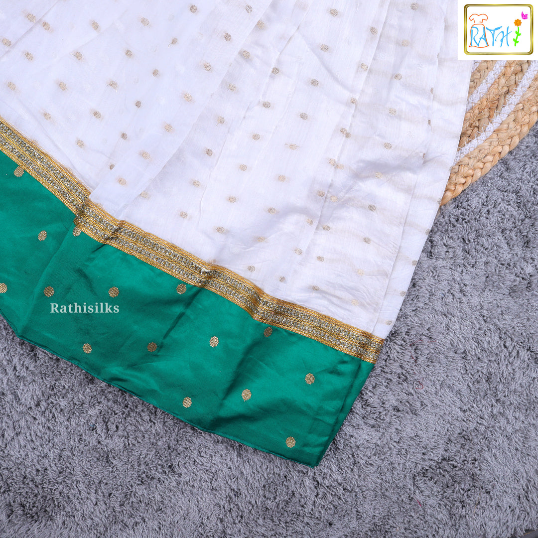 Traditional Green & White Pavadai Sattai