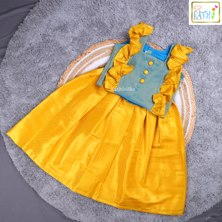 Traditional Green & Yellow Pavadai Sattai