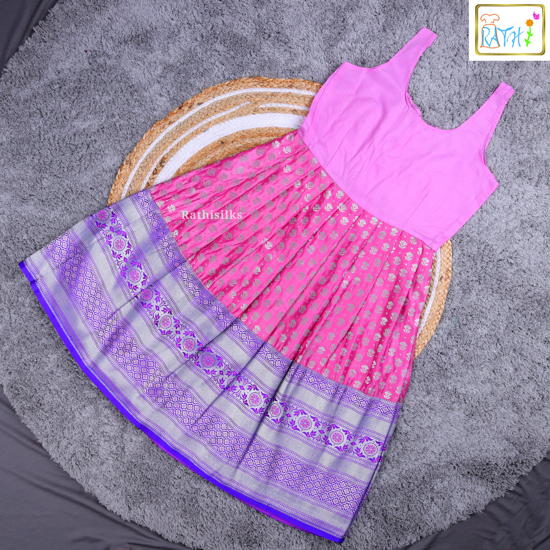 Traditional Pink & Purple Ikat Pavadai Sattai
