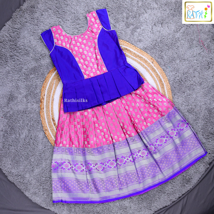 Traditional Pink & Purple Ikat Pavadai Sattai