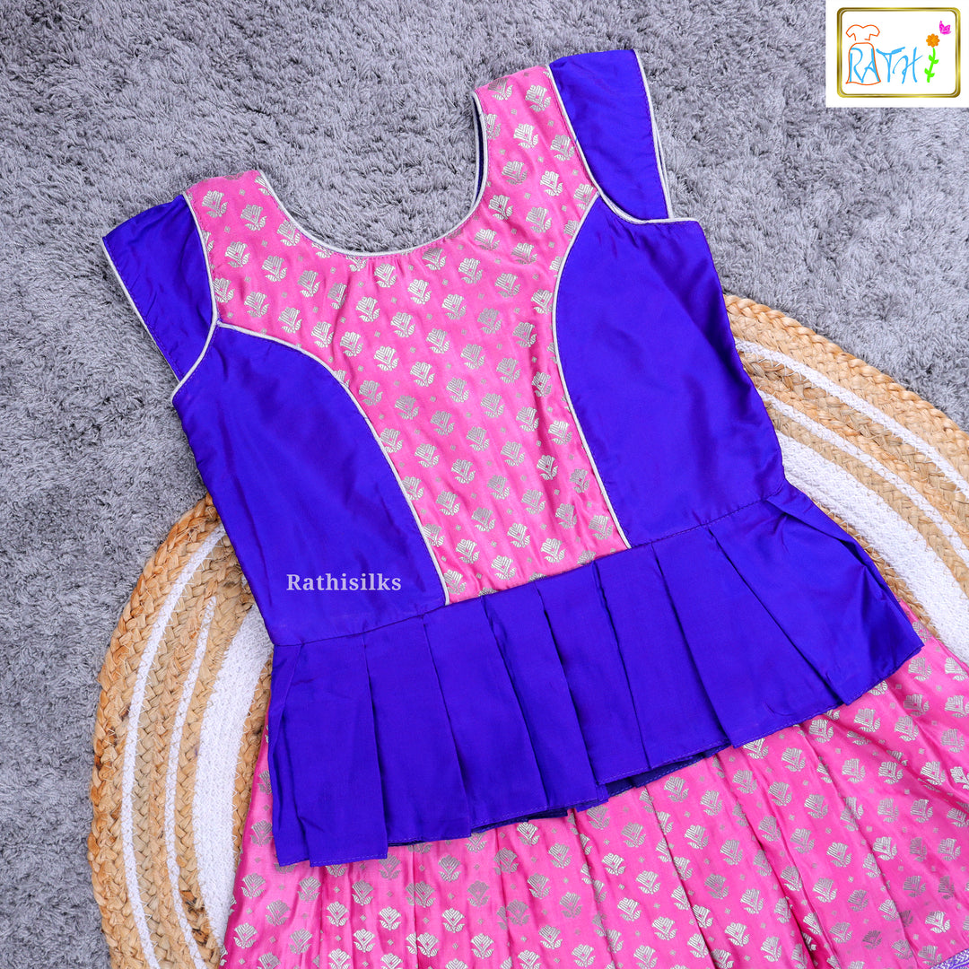 Traditional Pink & Purple Ikat Pavadai Sattai