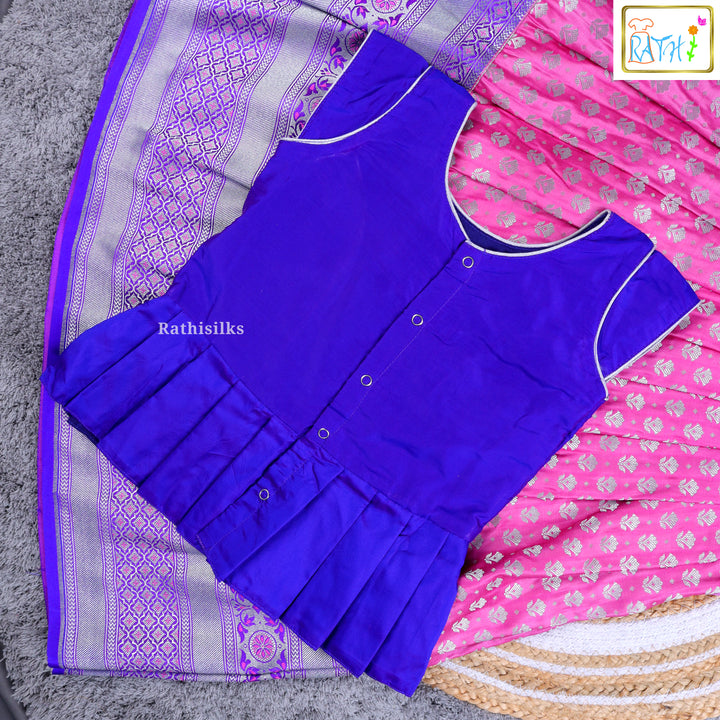 Traditional Pink & Purple Ikat Pavadai Sattai
