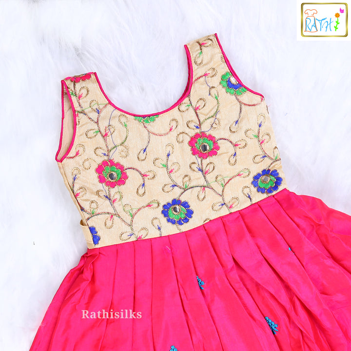 Elegant Embroidered Art Silk Frock