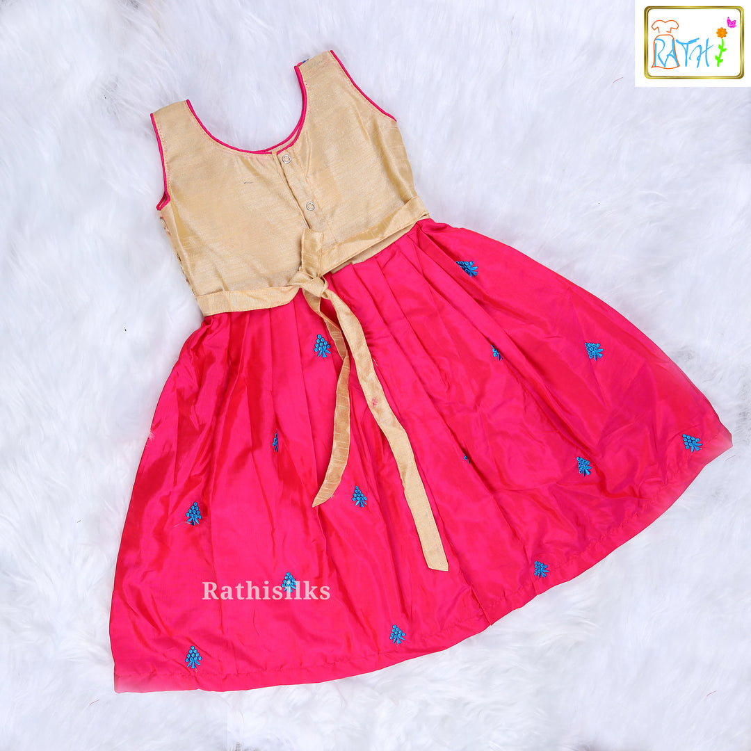 Elegant Embroidered Art Silk Frock