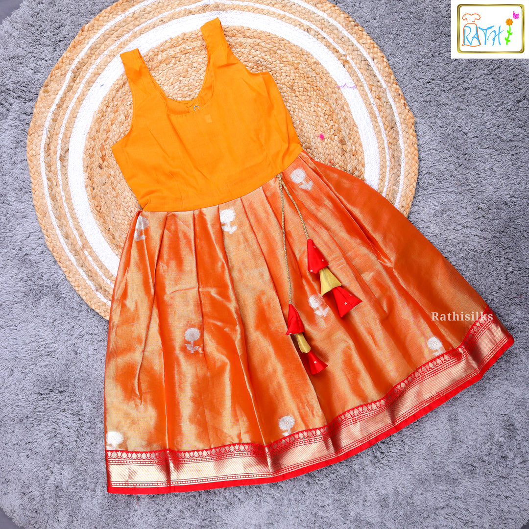 Girls’ Red & Orange Pavadai Sattai