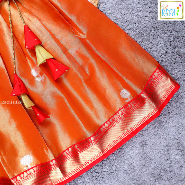 Girls’ Red & Orange Pavadai Sattai