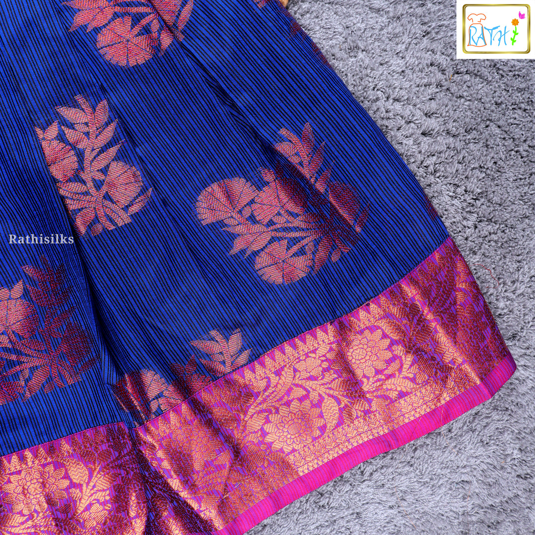 Girls’ Pink & Royal Blue Pavadai Sattai