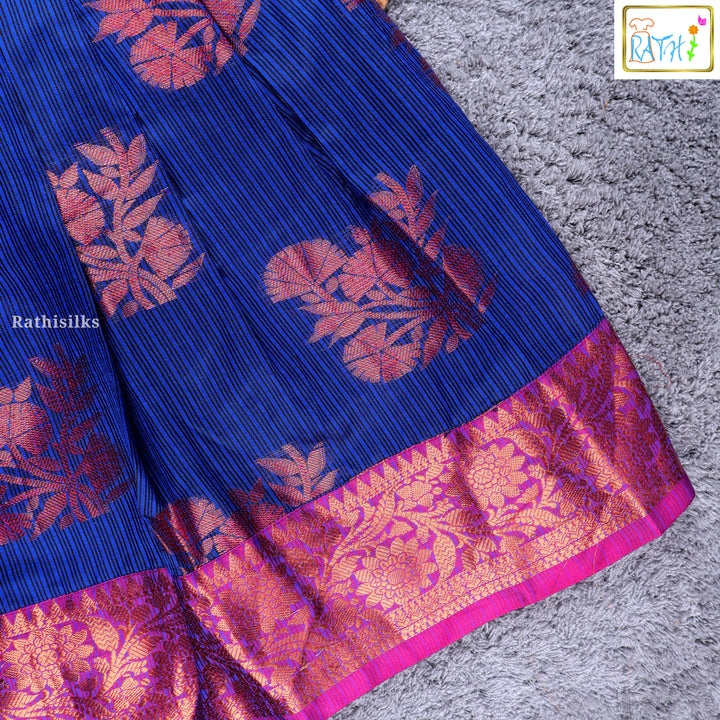 Girls’ Pink & Royal Blue Pavadai Sattai