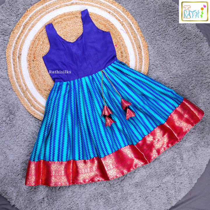 Girls’ Pink & Blue Pavadai Sattai
