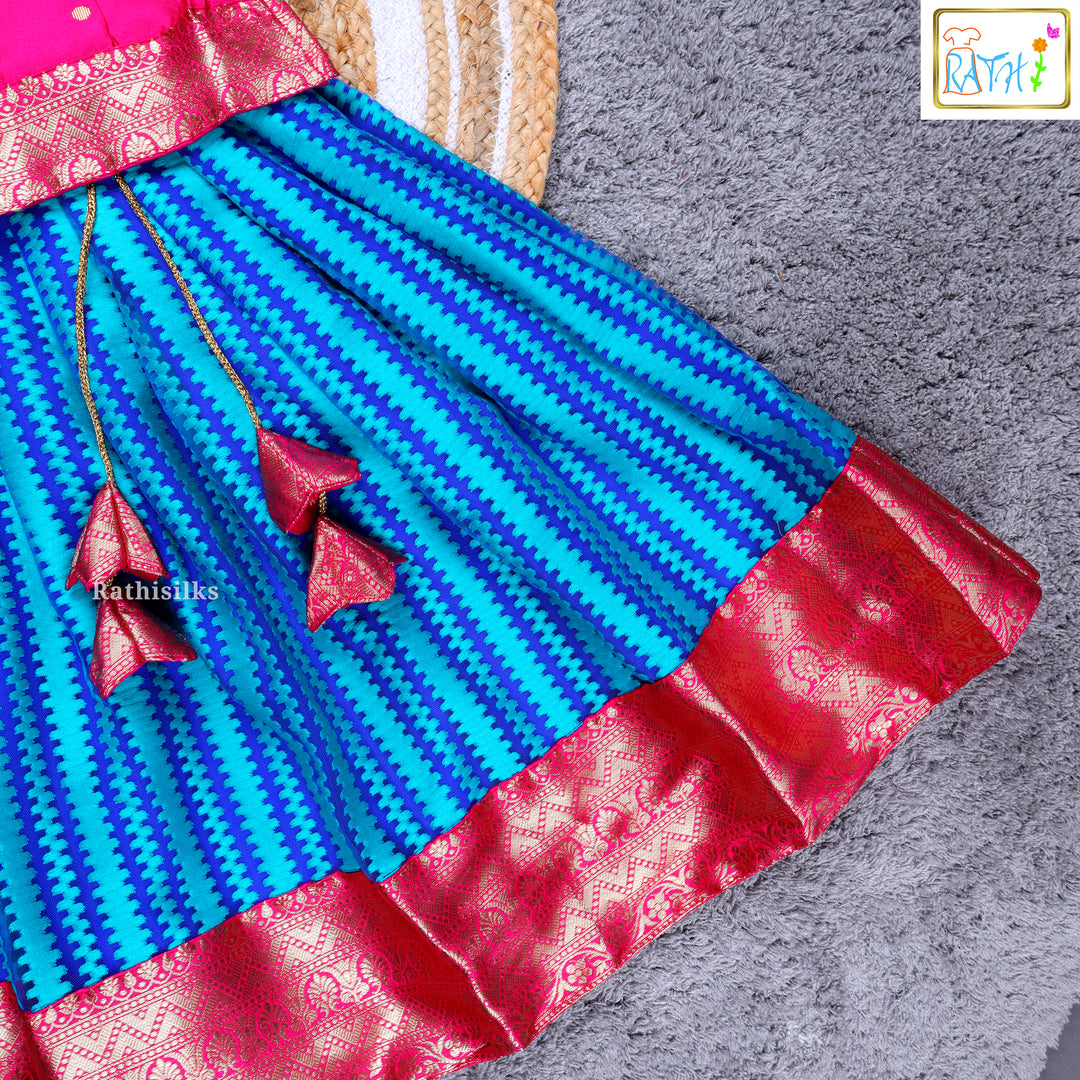 Girls’ Pink & Blue Pavadai Sattai