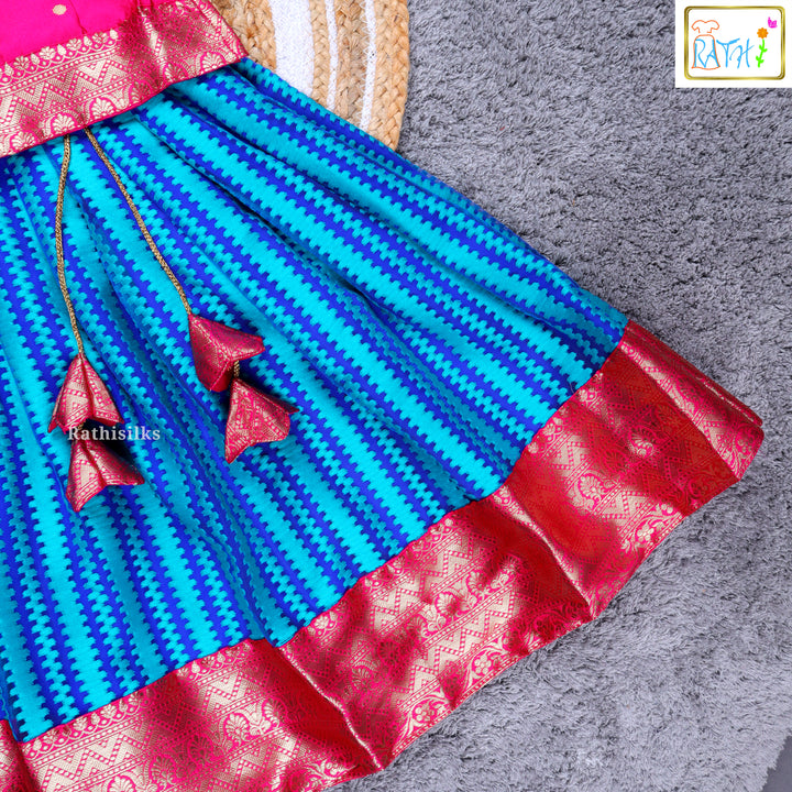 Girls’ Pink & Blue Pavadai Sattai