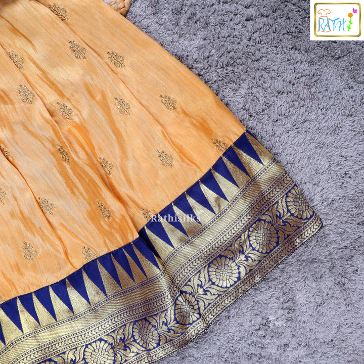 Girls’ Navy Blue & Mustard Yellow Pavadai Sattai