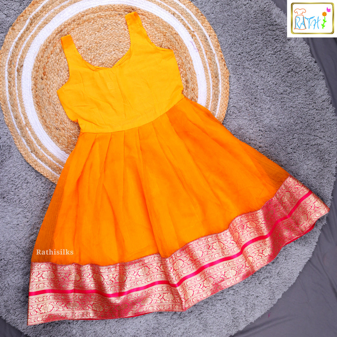 Girls’ Pink & Orange Pavadai Sattai