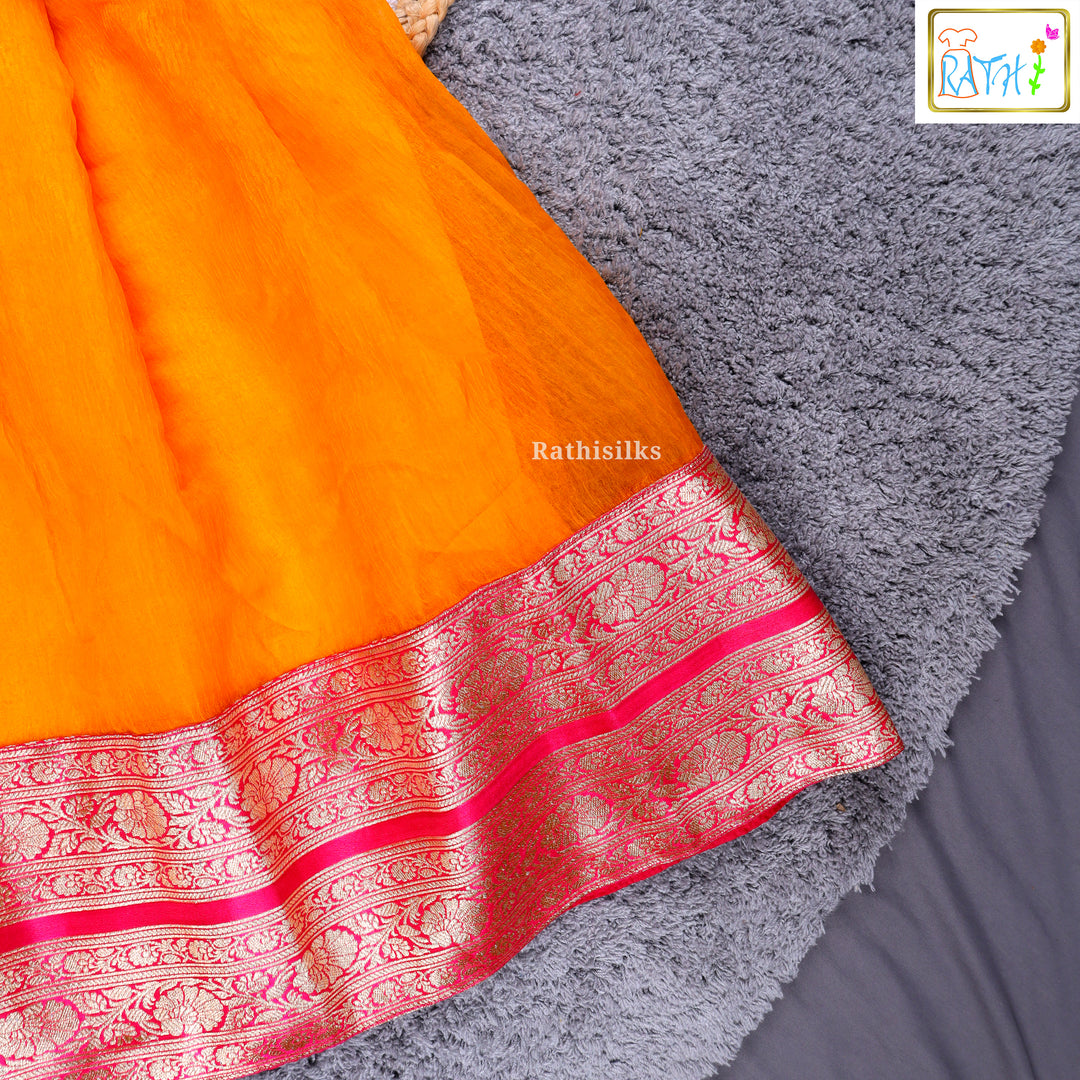 Girls’ Pink & Orange Pavadai Sattai