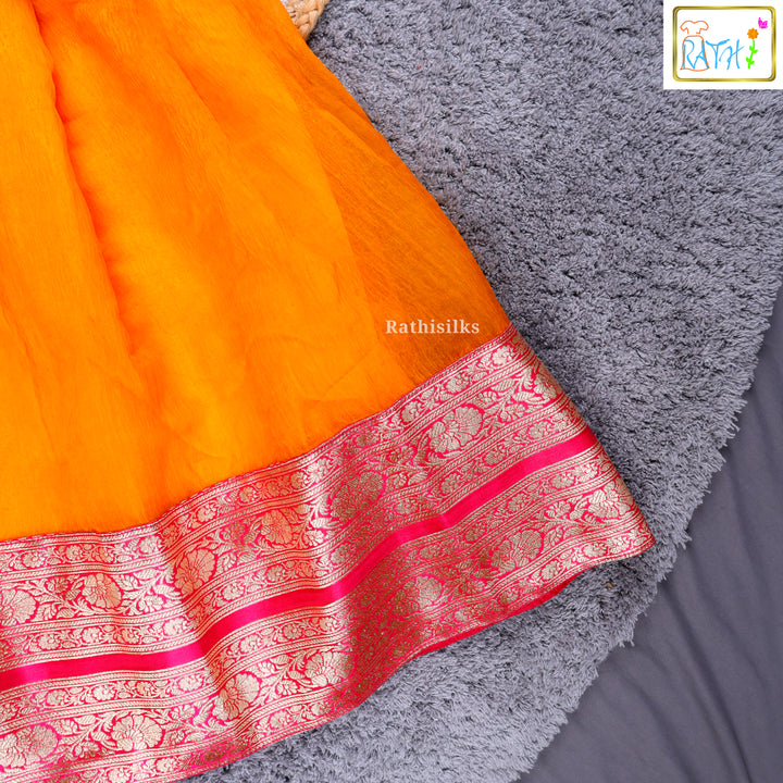 Girls’ Pink & Orange Pavadai Sattai