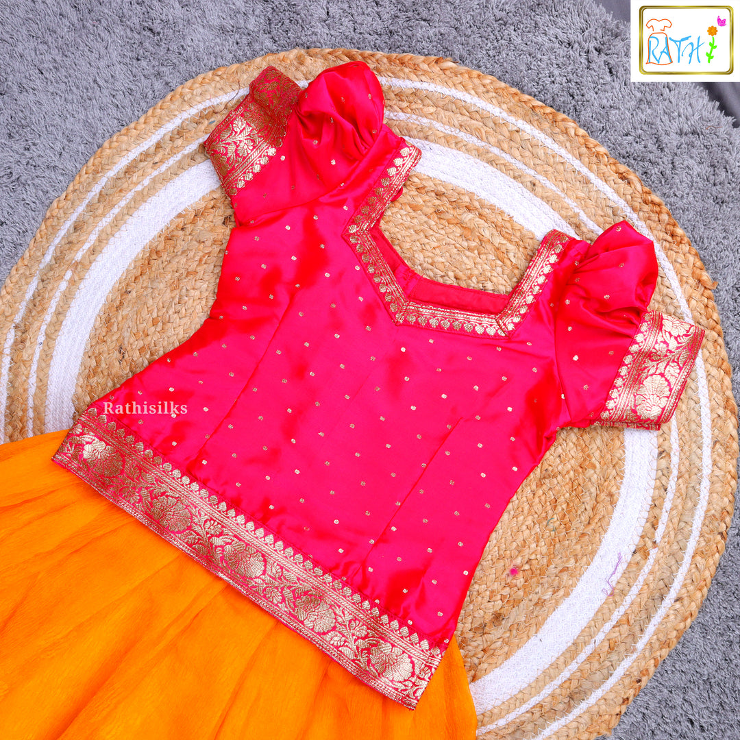 Girls’ Pink & Orange Pavadai Sattai