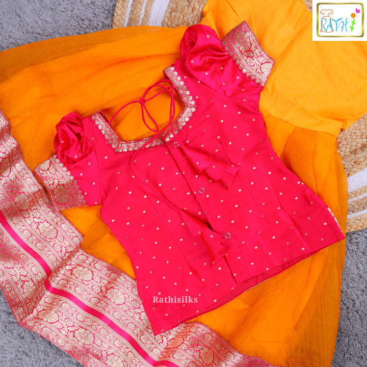 Girls’ Pink & Orange Pavadai Sattai