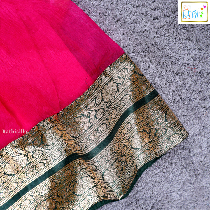 Girls’ Green Blouse & Pink Skirt Pavadai Sattai