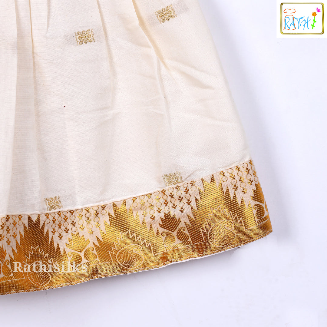 Cream Cotton Embroidered Frock