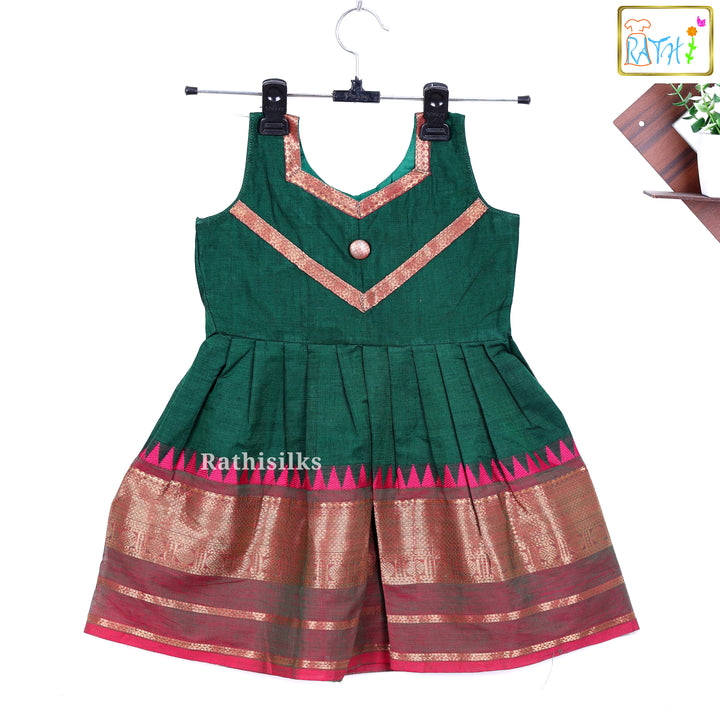 Green Mangalagiri Cotton Frock