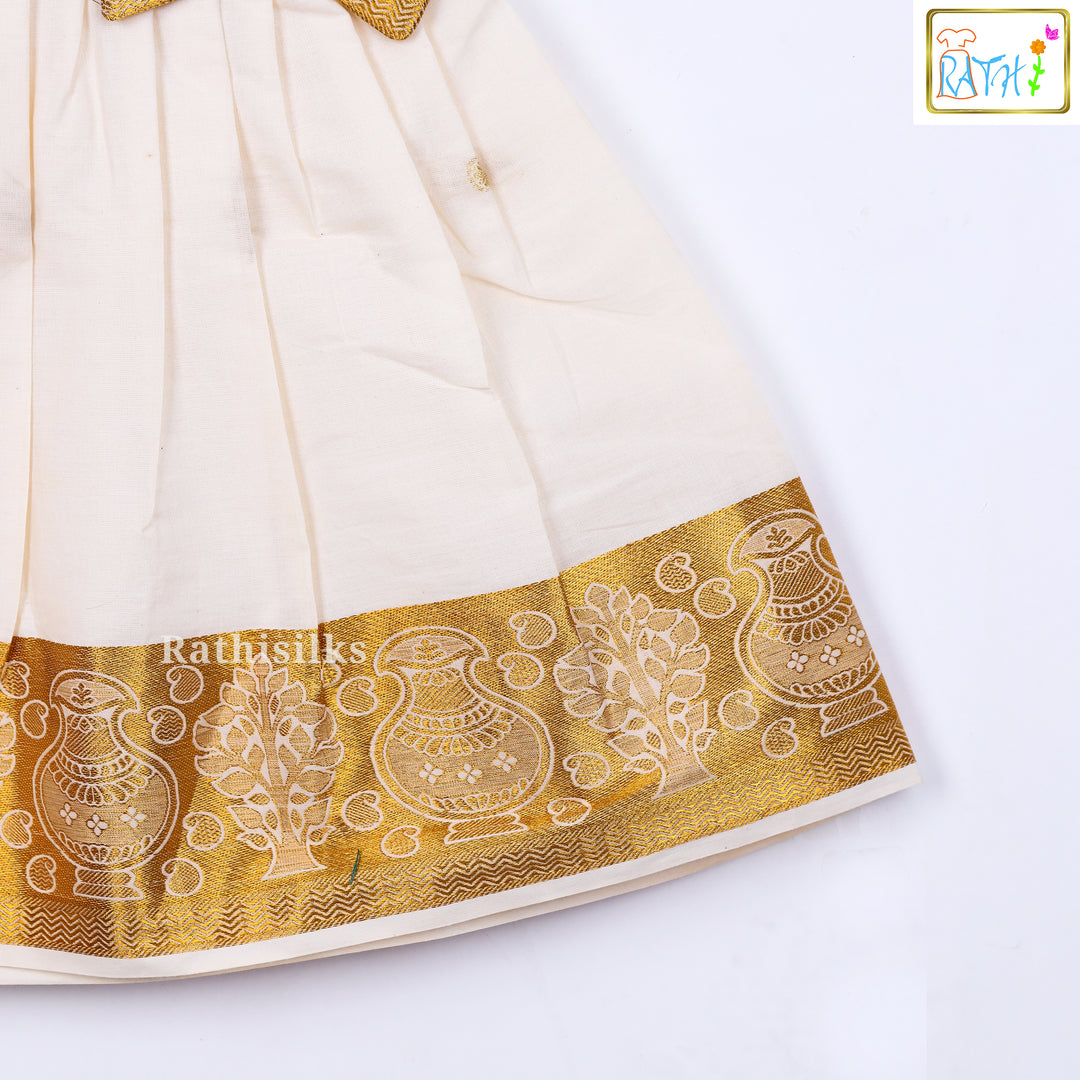 Cream Cotton Embroidered Frock